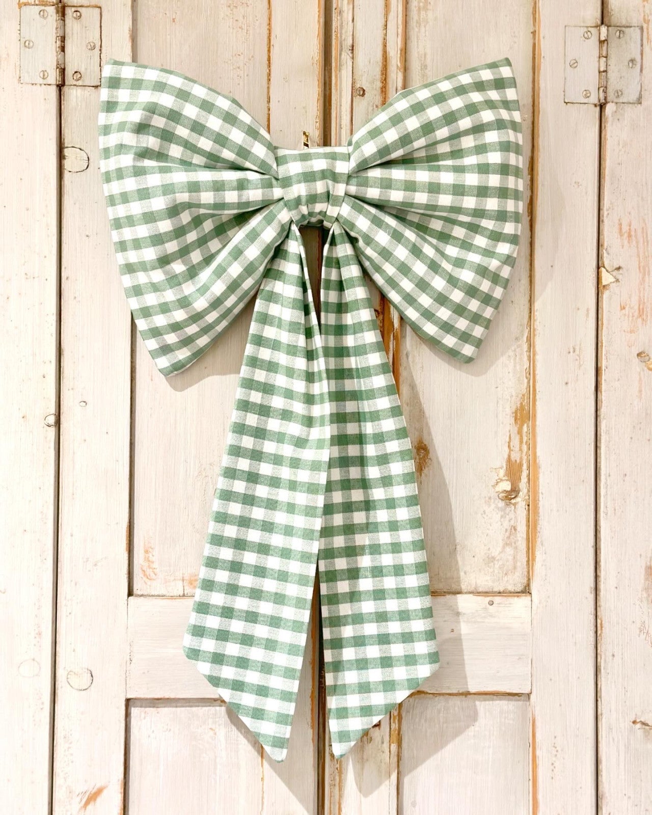 Large Green gingham padded bow
