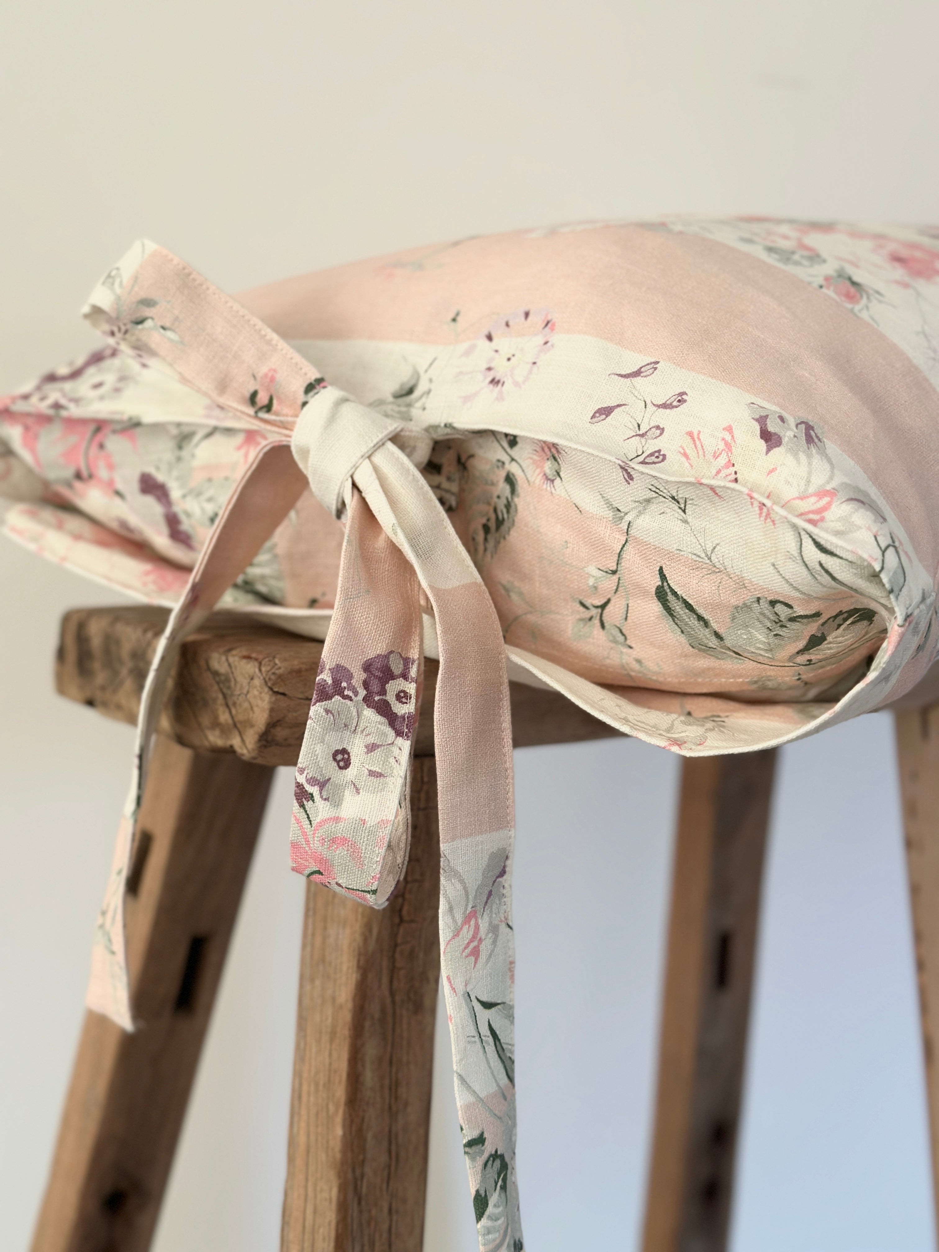 Constance stripe pink large oblong cushion with ties