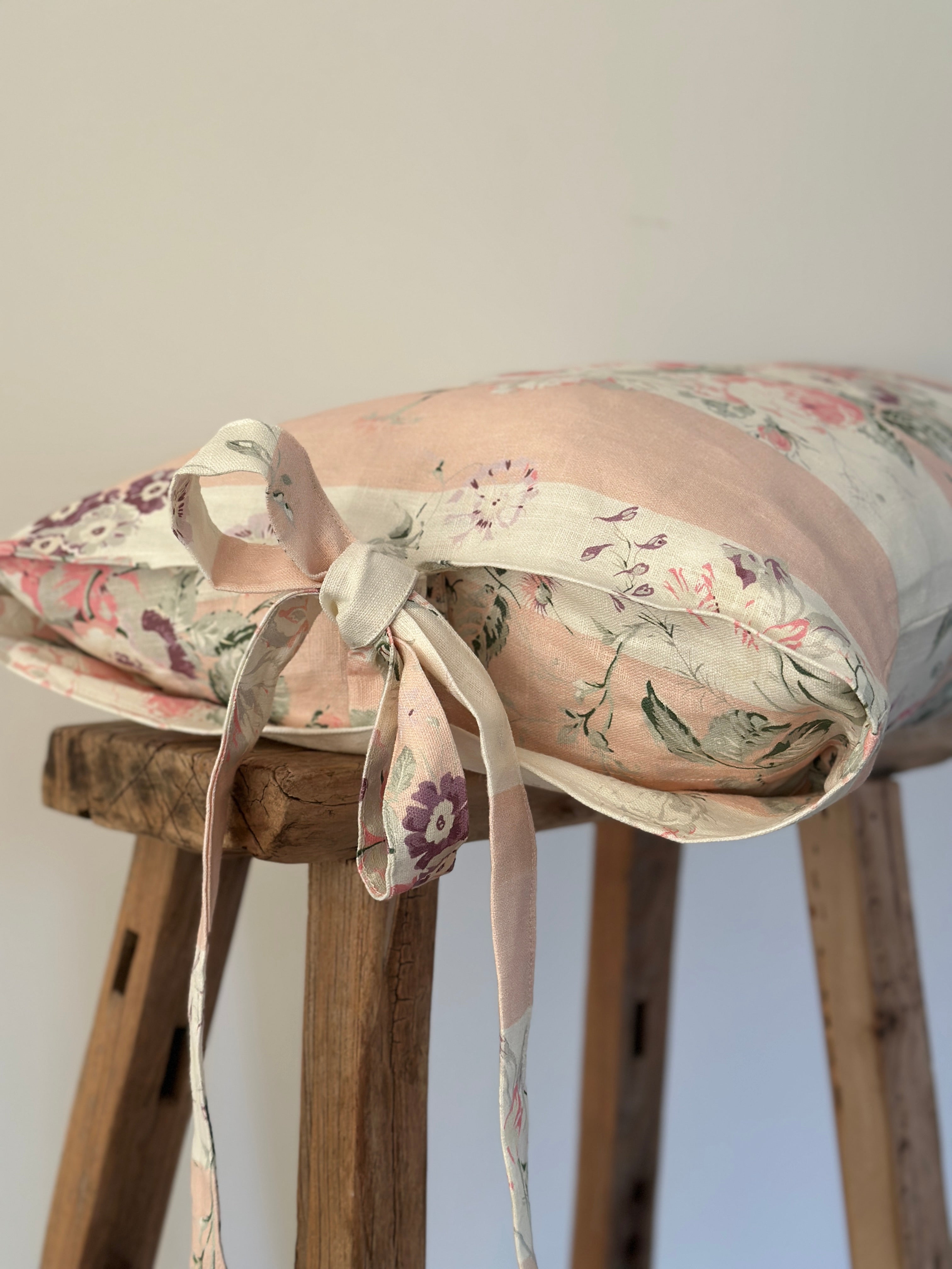 Constance stripe pink large oblong cushion with ties