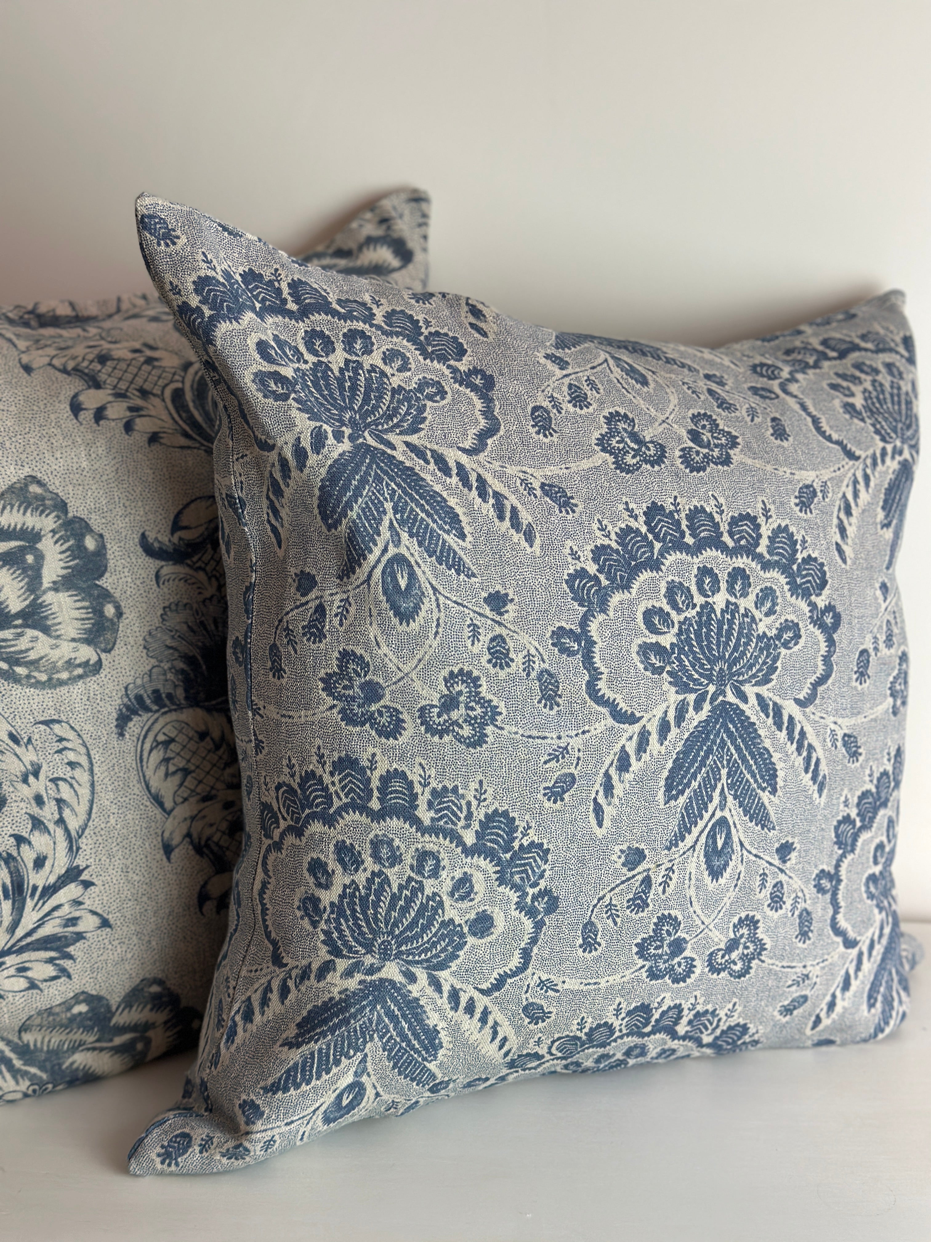 Rosemary Navy on Natural Linen