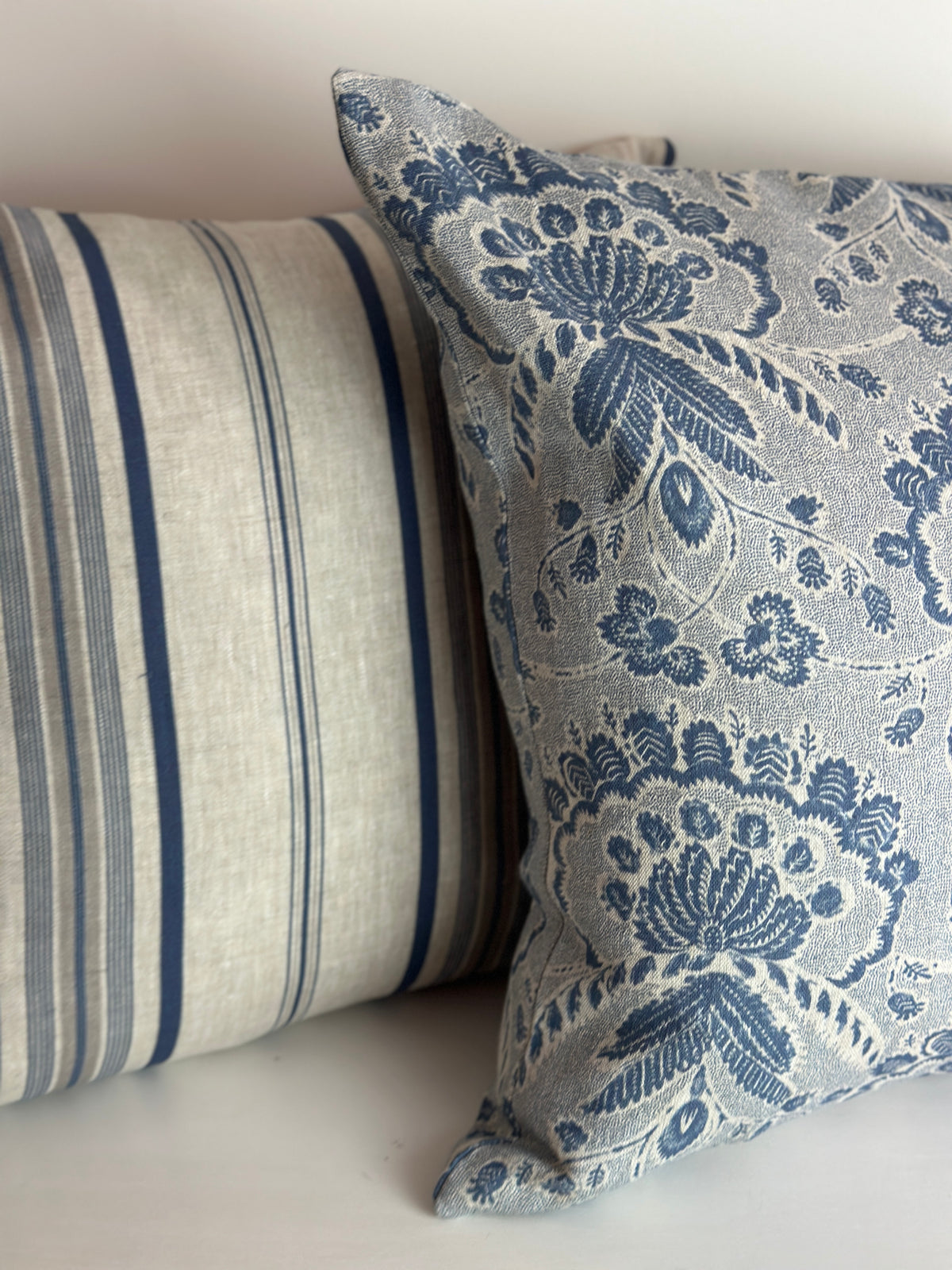 Rosemary Navy on Natural Linen