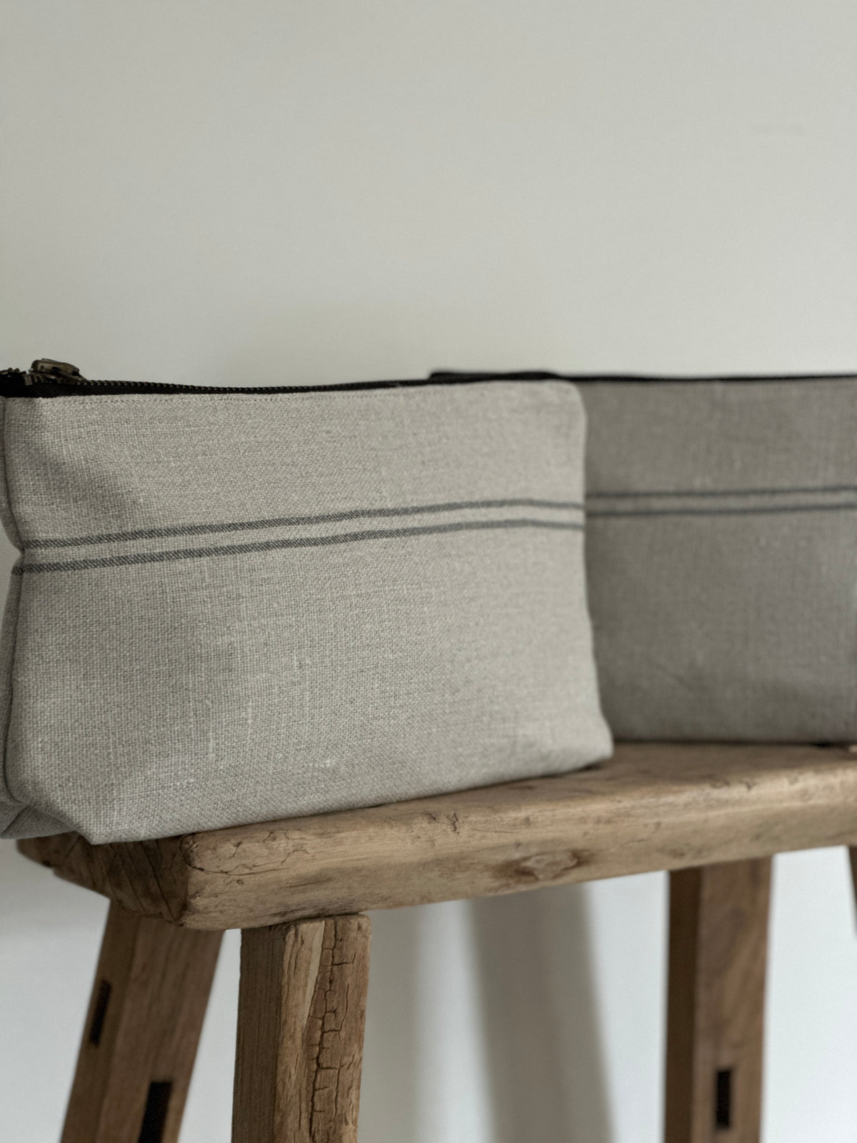 Ticking toiletry bag