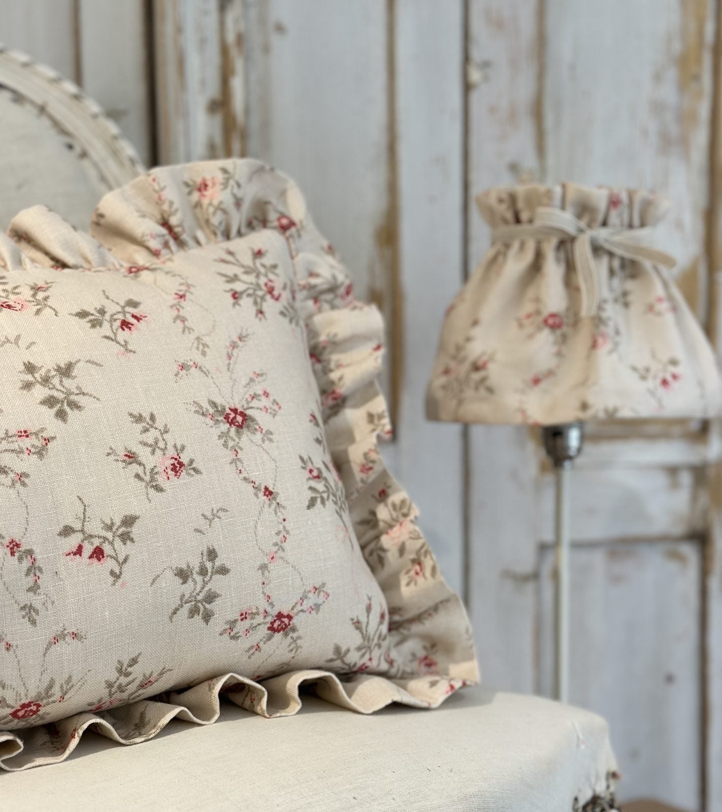 Sprig frilled scatter cushion