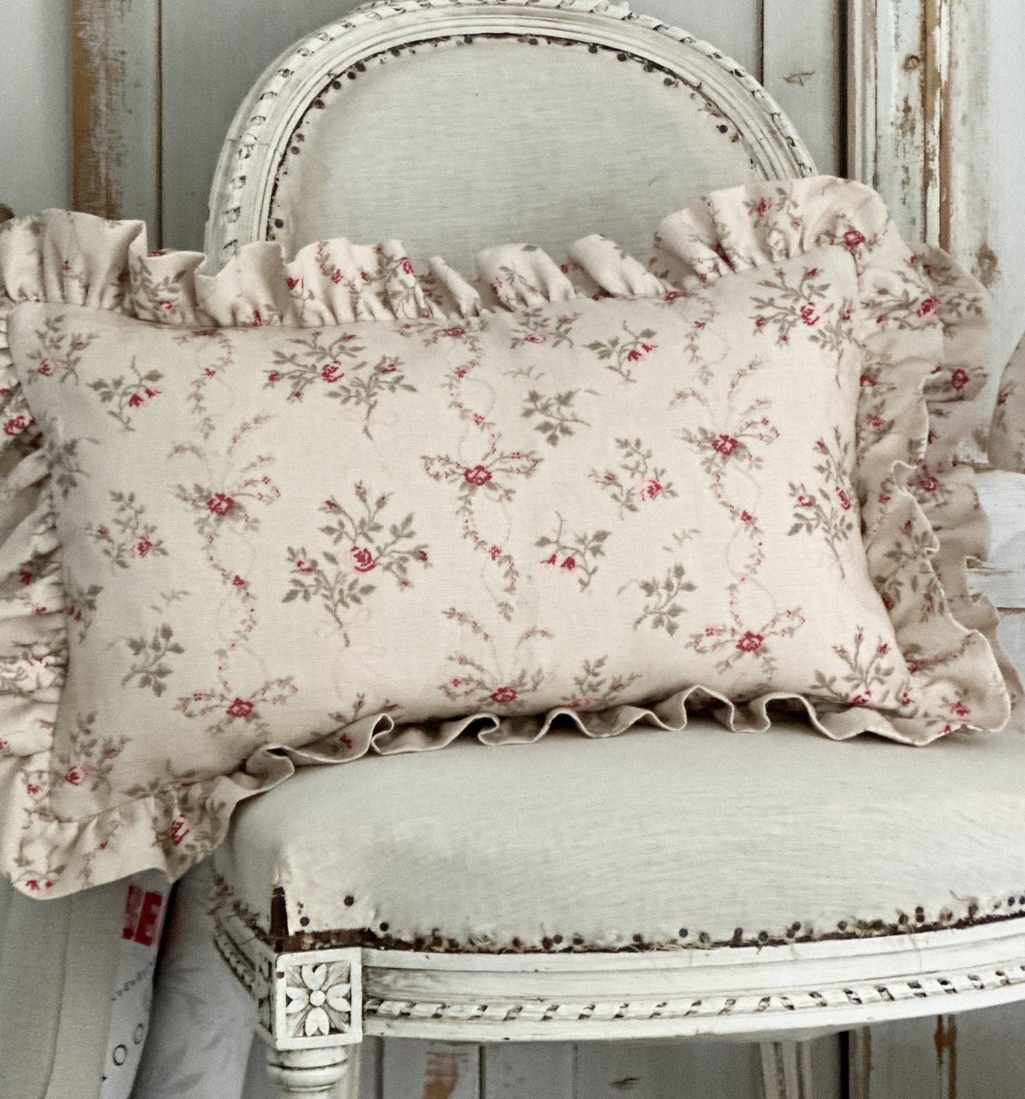 Sprig frilled scatter cushion