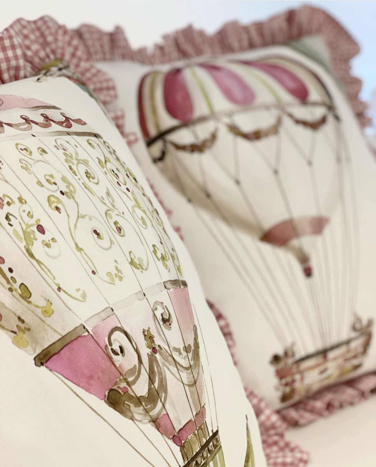 Hot air ballon frilled cushion