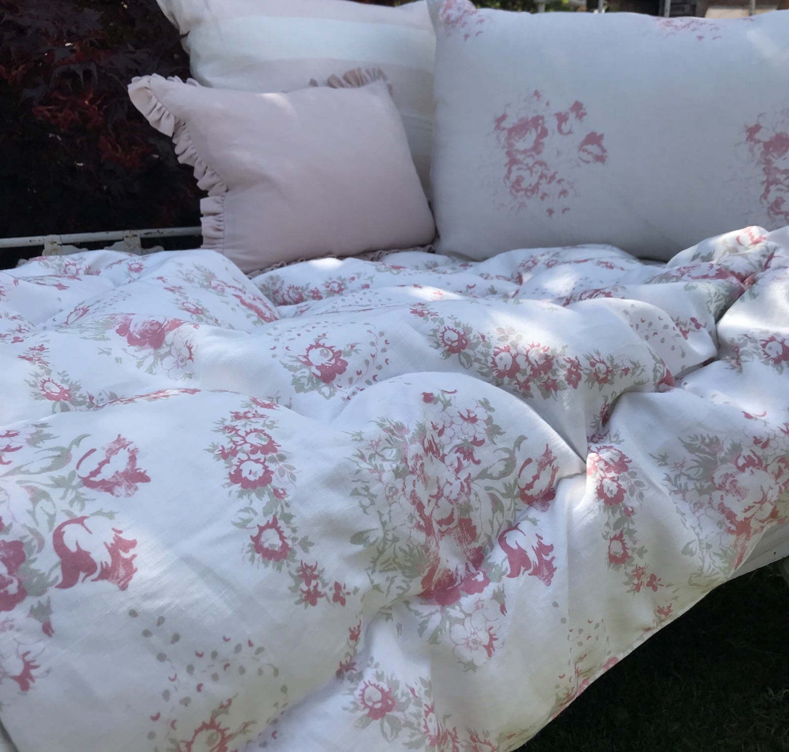 Cabbages & Rose Hatley pink Extra large oblong cushion