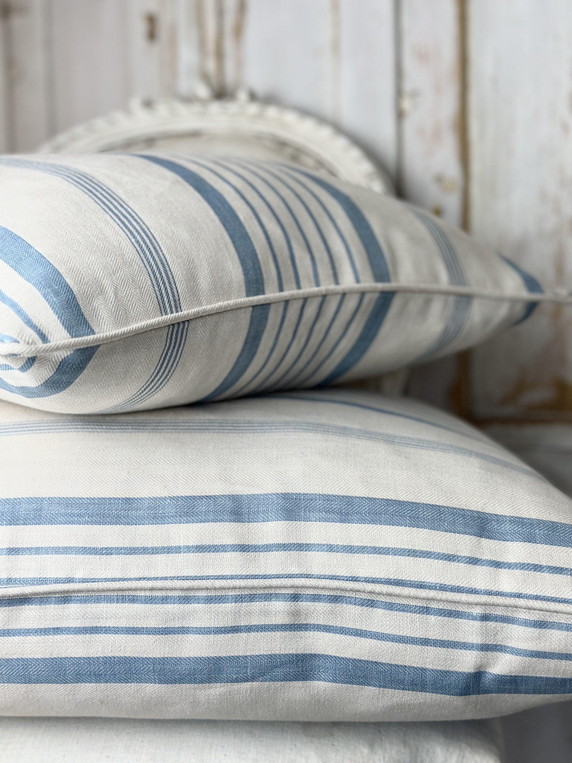 Ticking stripe cushions