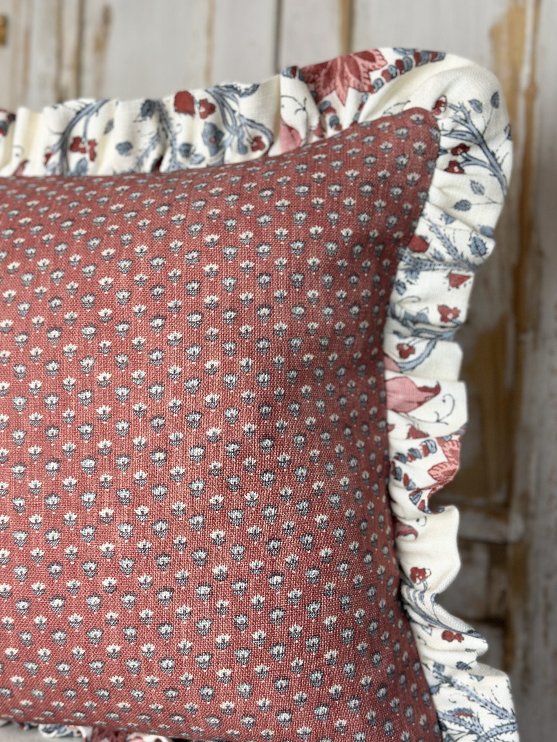 Amoli rouge large friled cushion