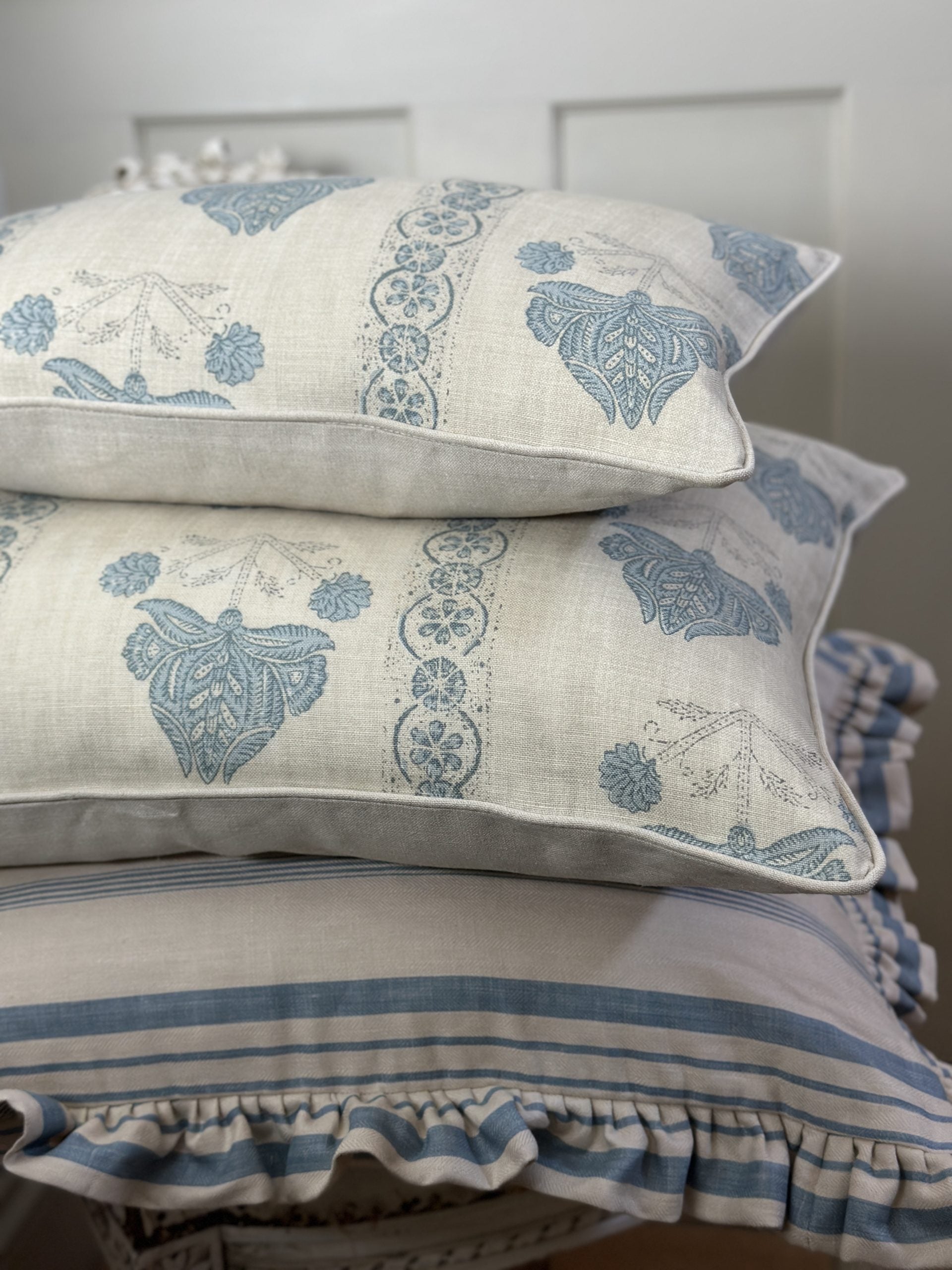 Malika Blue large oblong cushion