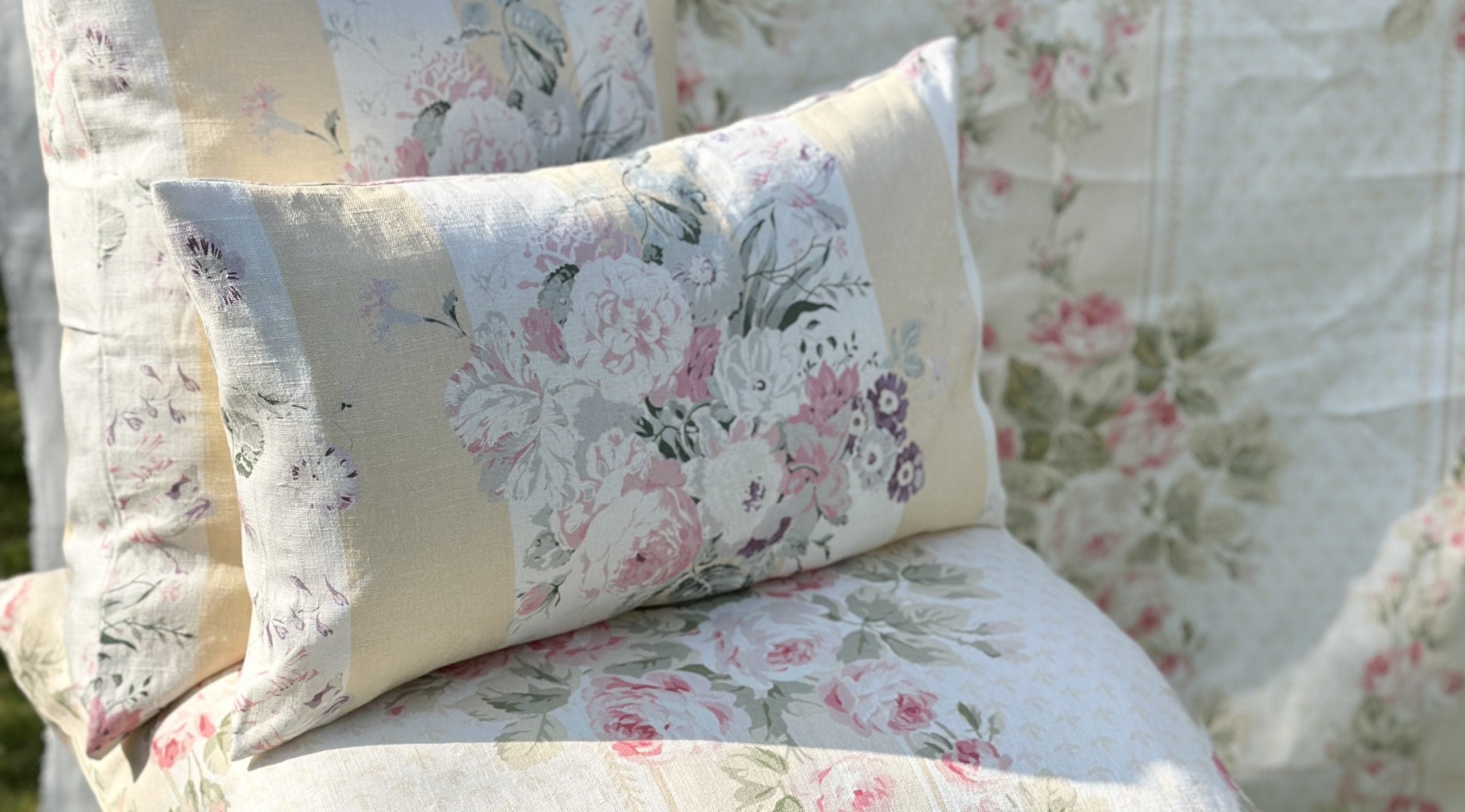 Constance stripe yellow scatter cushion