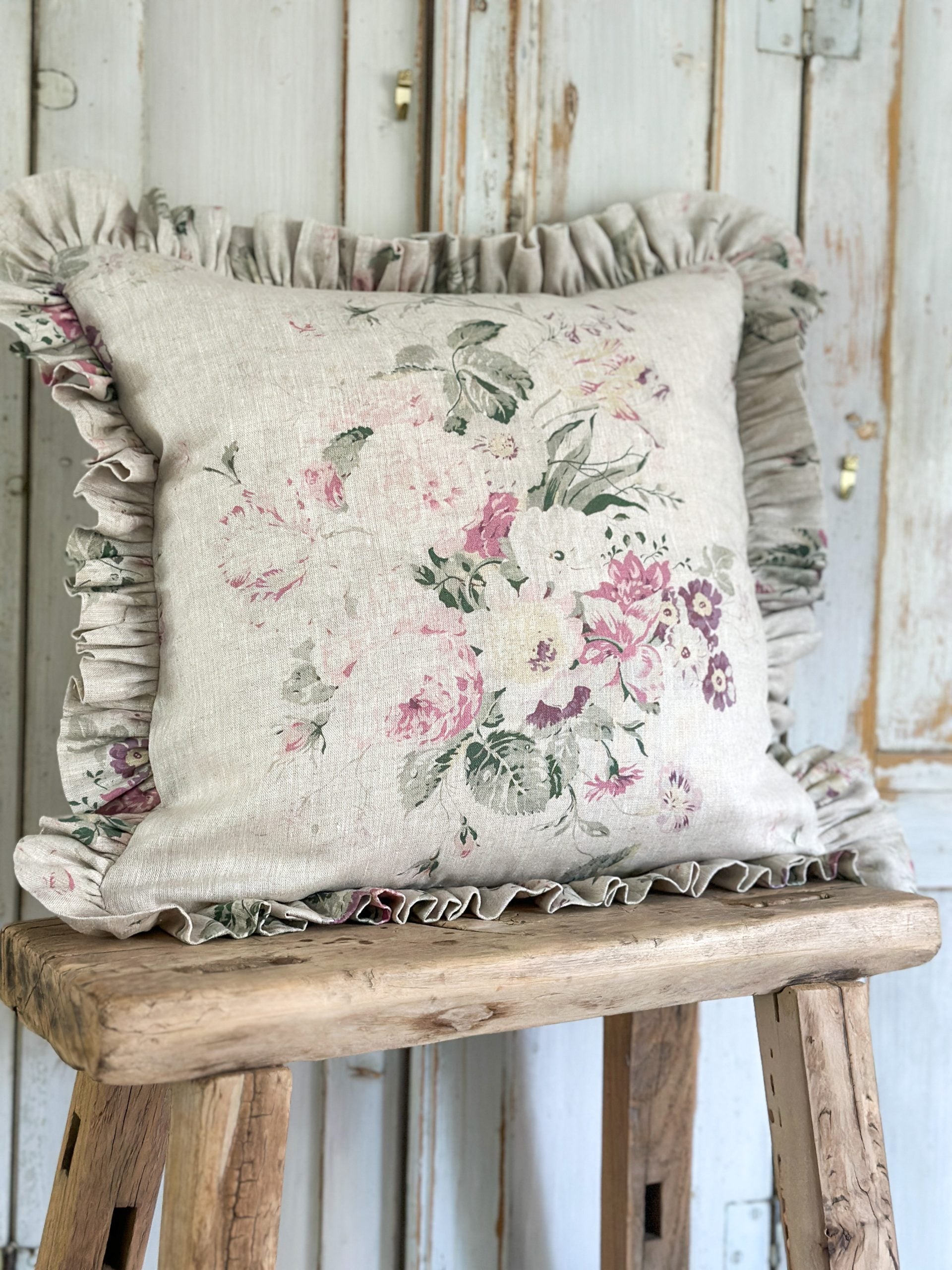 Constance multi natural frilled cushion