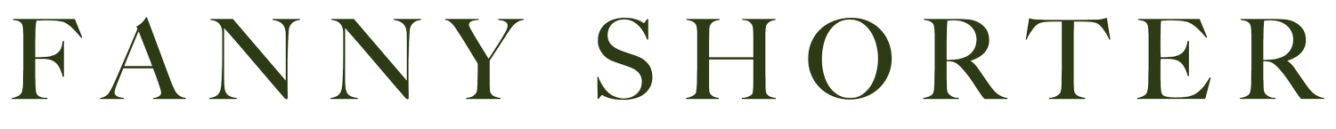 The text 'FANNY SHORTER' is displayed in a dark olive green serif font against a solid black background.