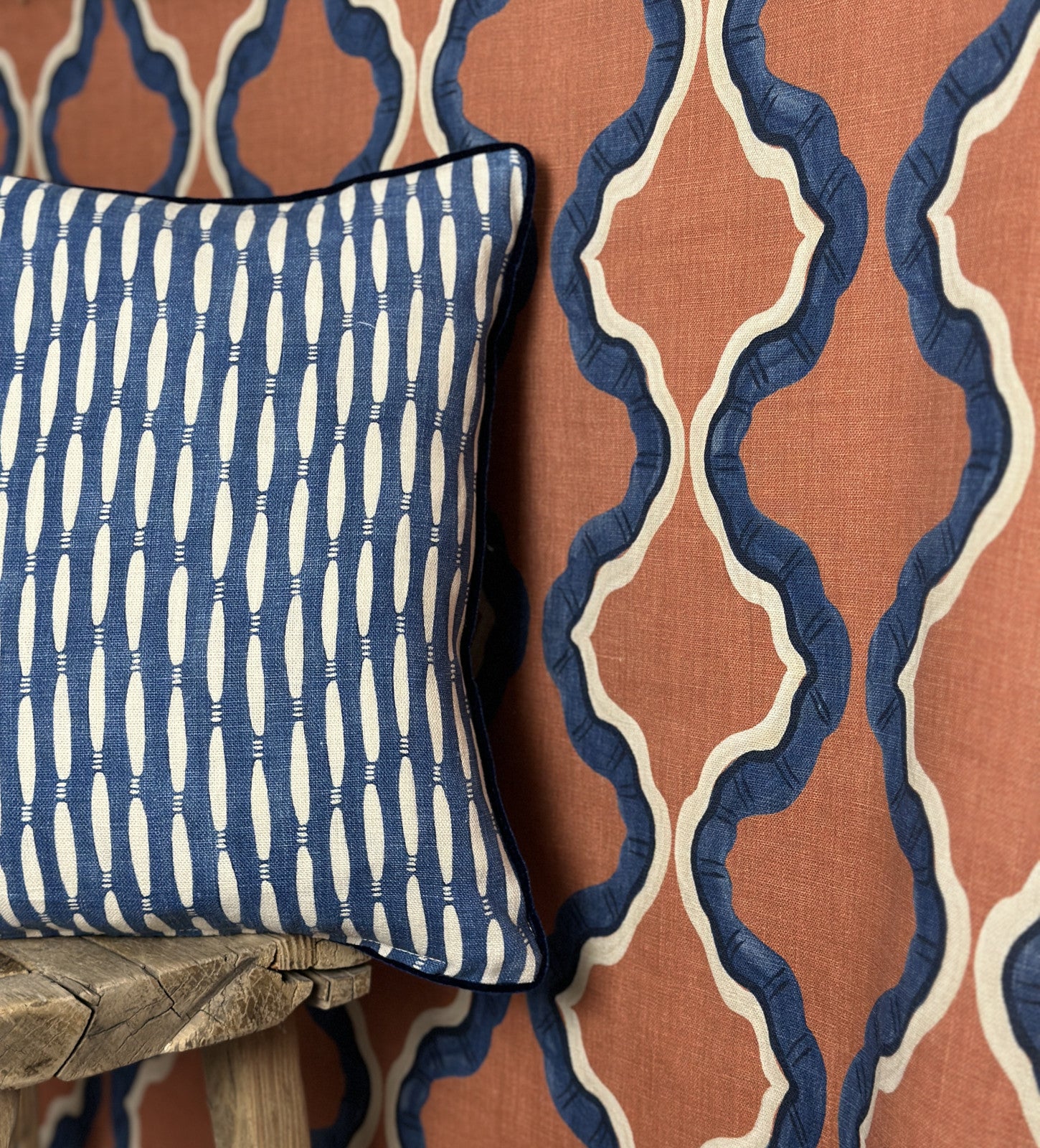 Smocked velvet piped cushion - Linwood