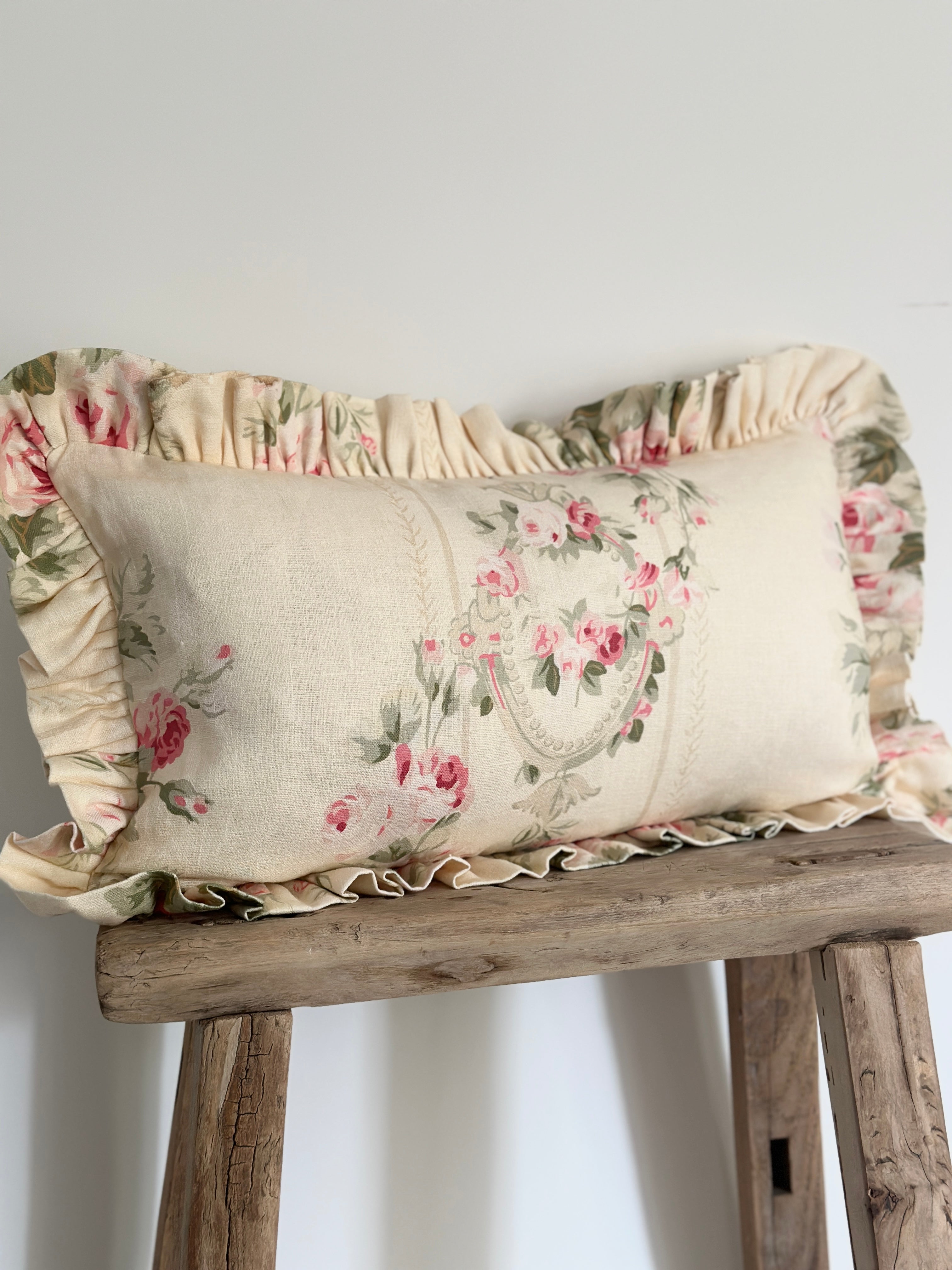 Ella rose frilled scatter cushion