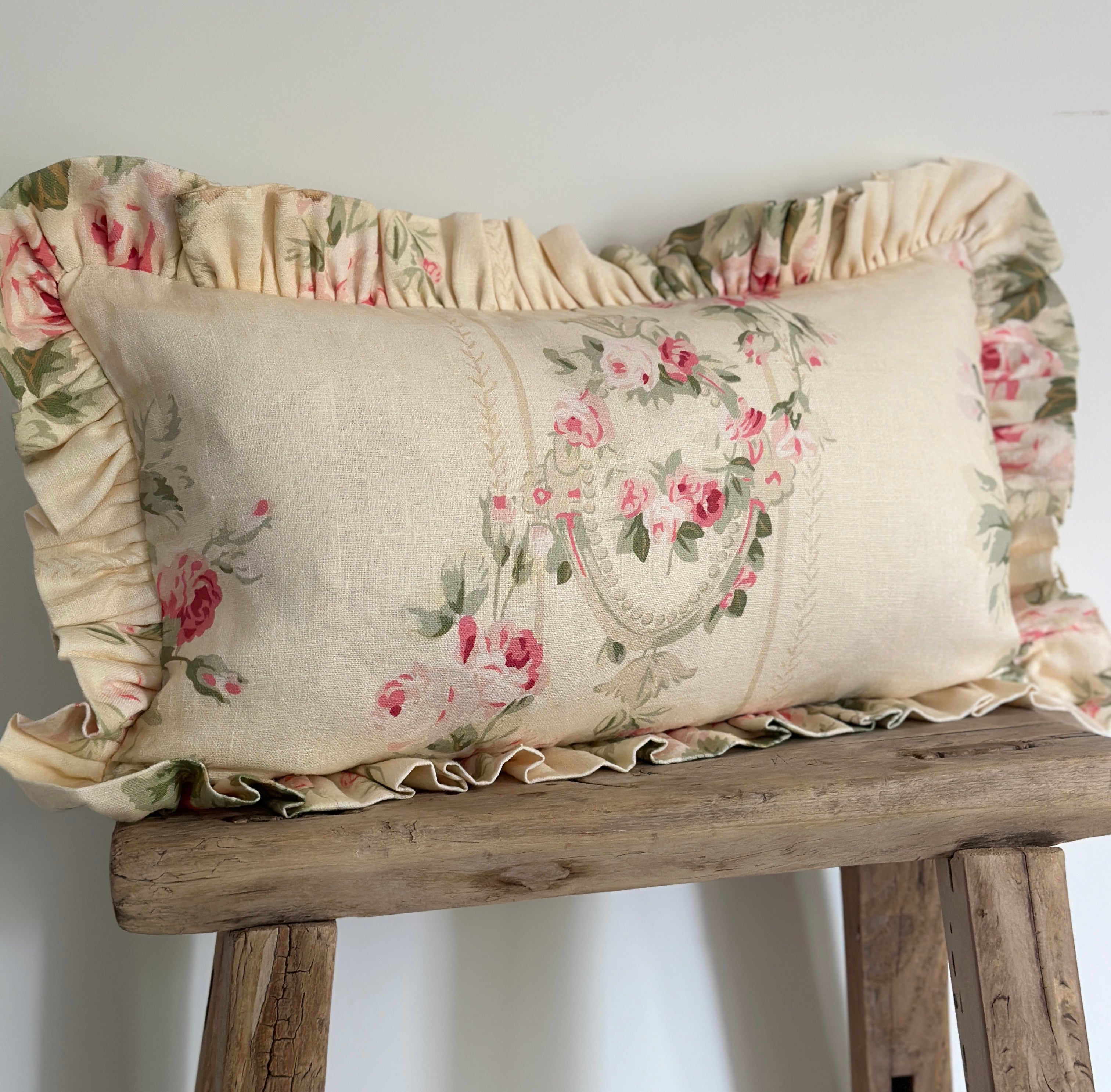 Ella rose frilled scatter cushion