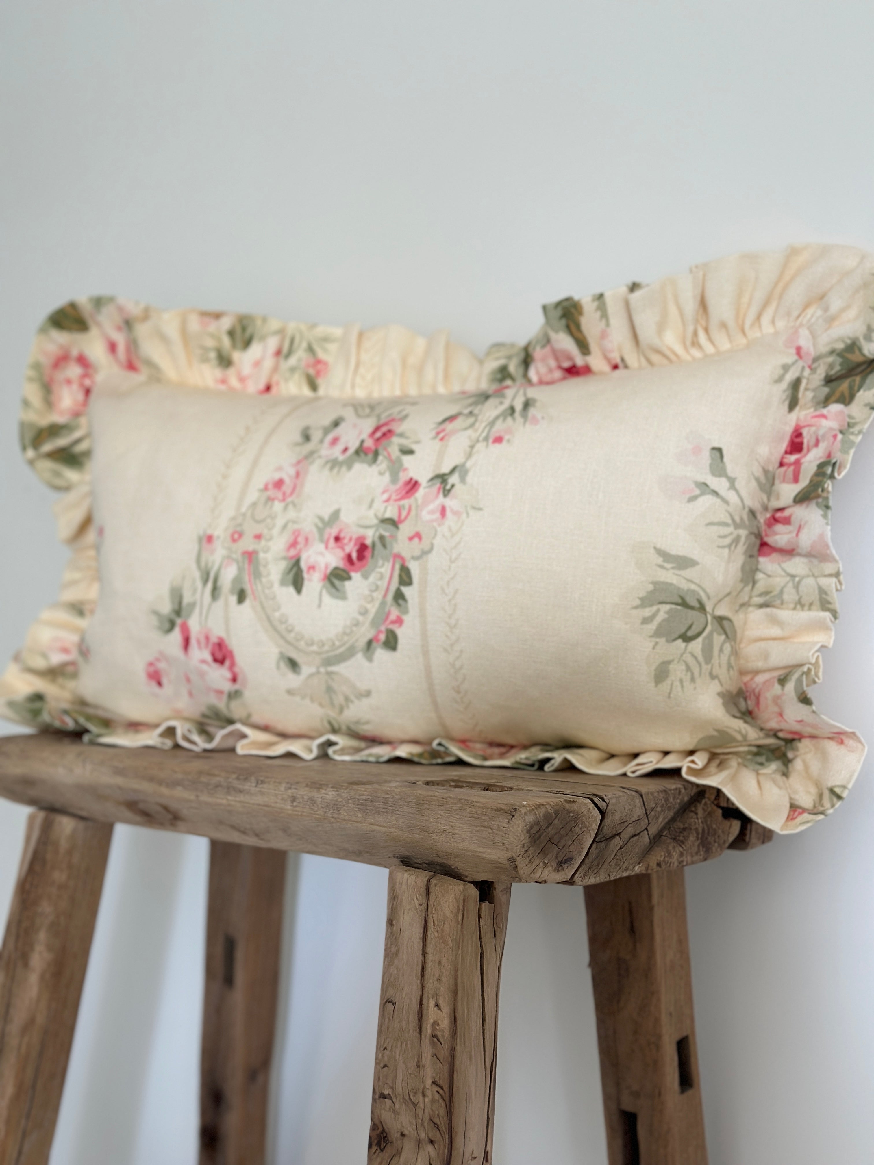 Ella rose frilled scatter cushion