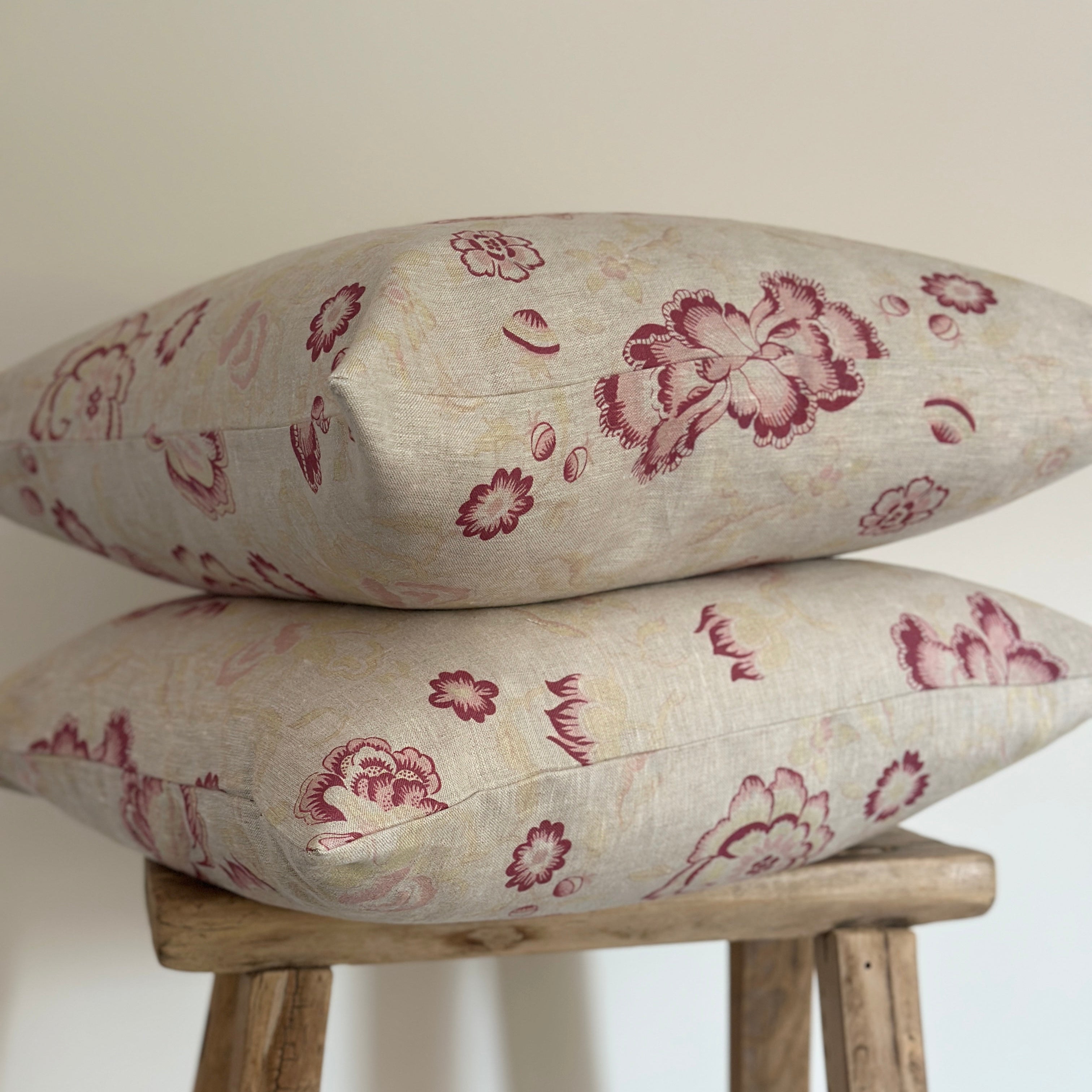 Elgin raspberry in natural cushion