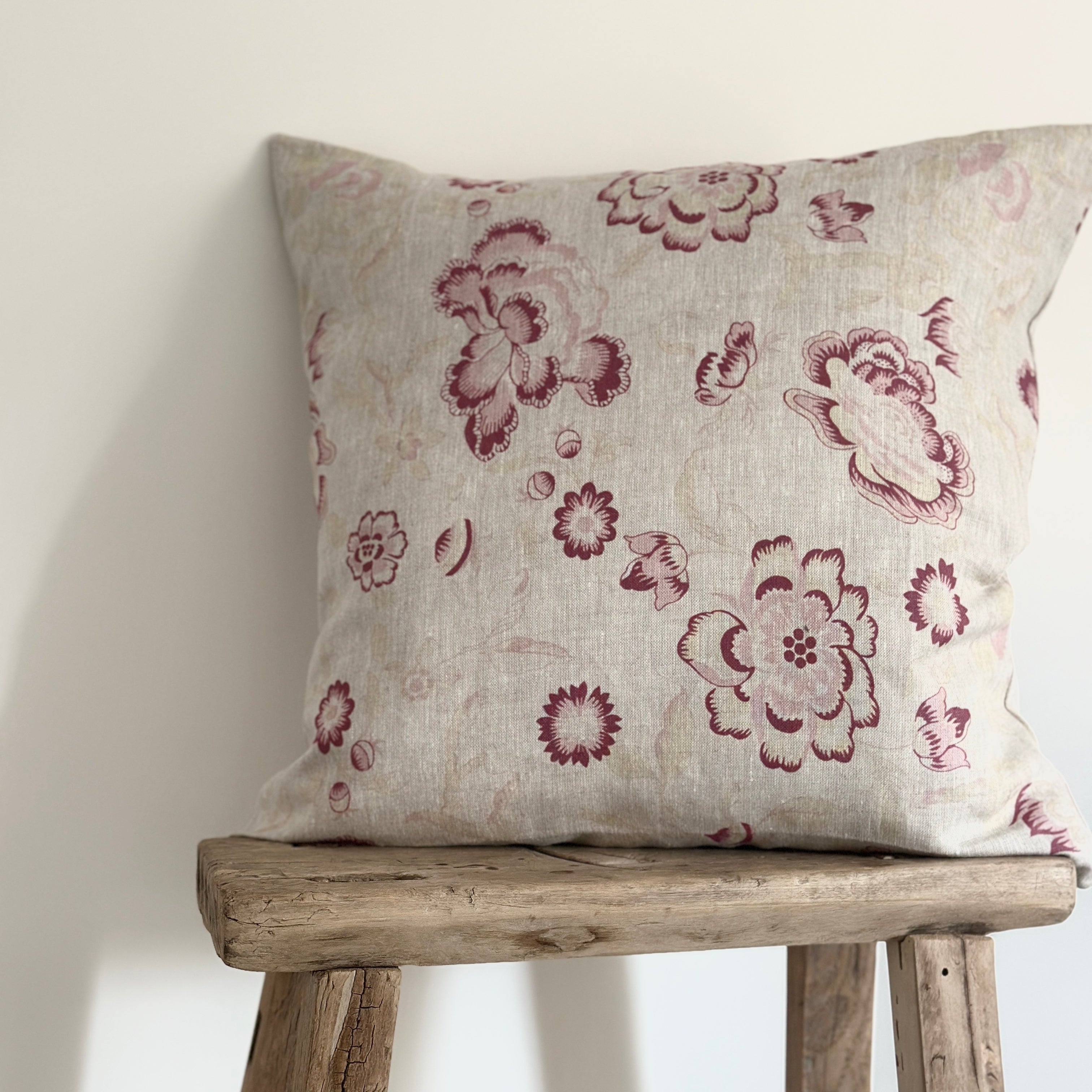 Elgin raspberry in natural cushion