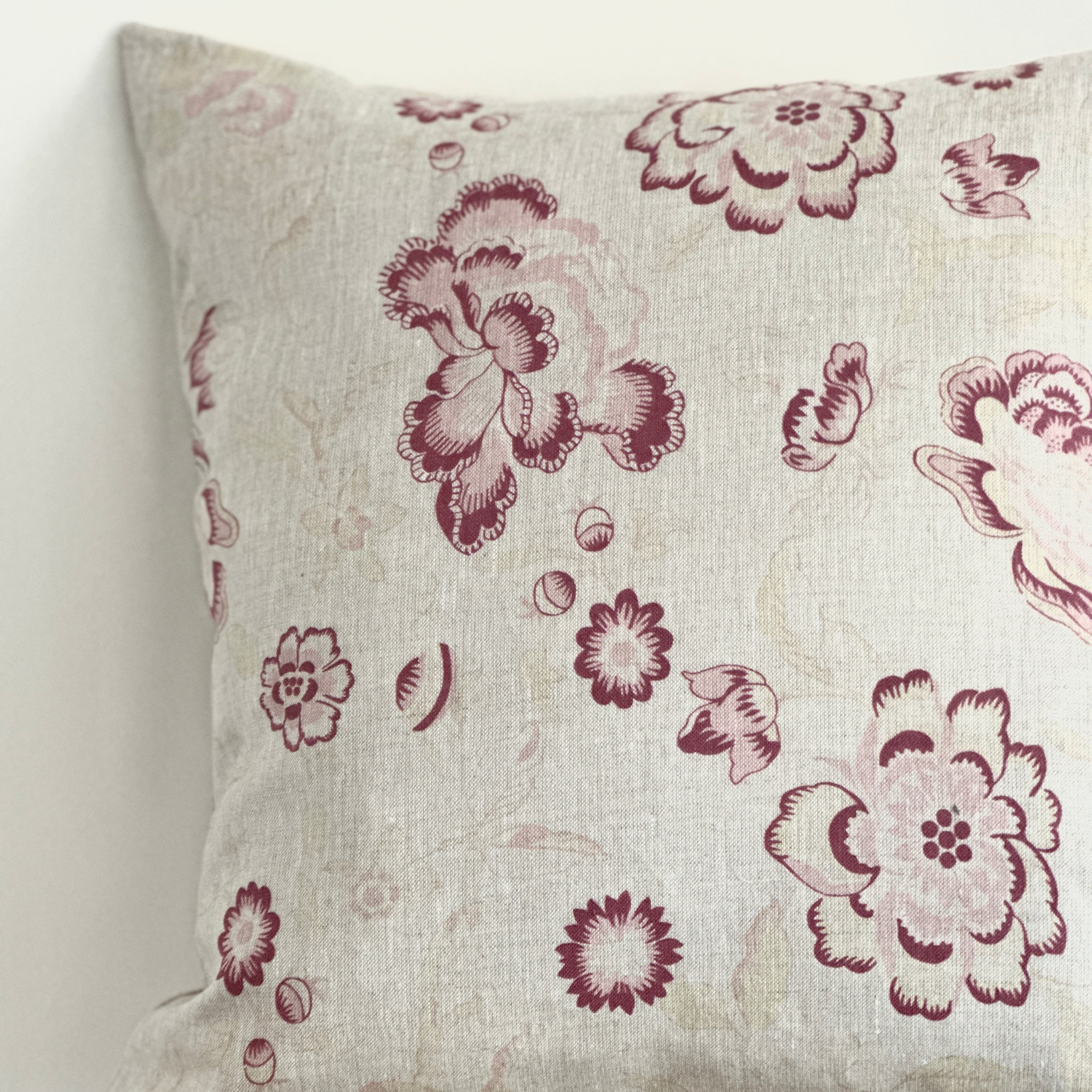 Elgin raspberry in natural cushion