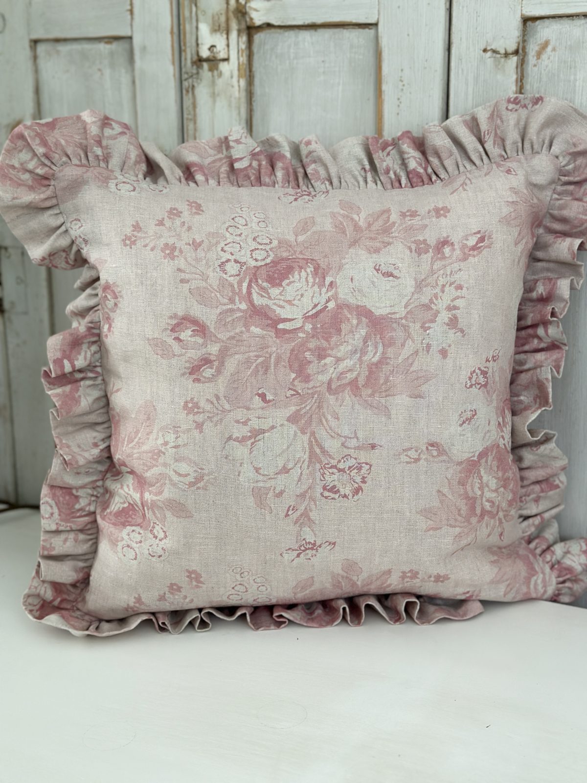 Cabbages & Roses frilled cushion