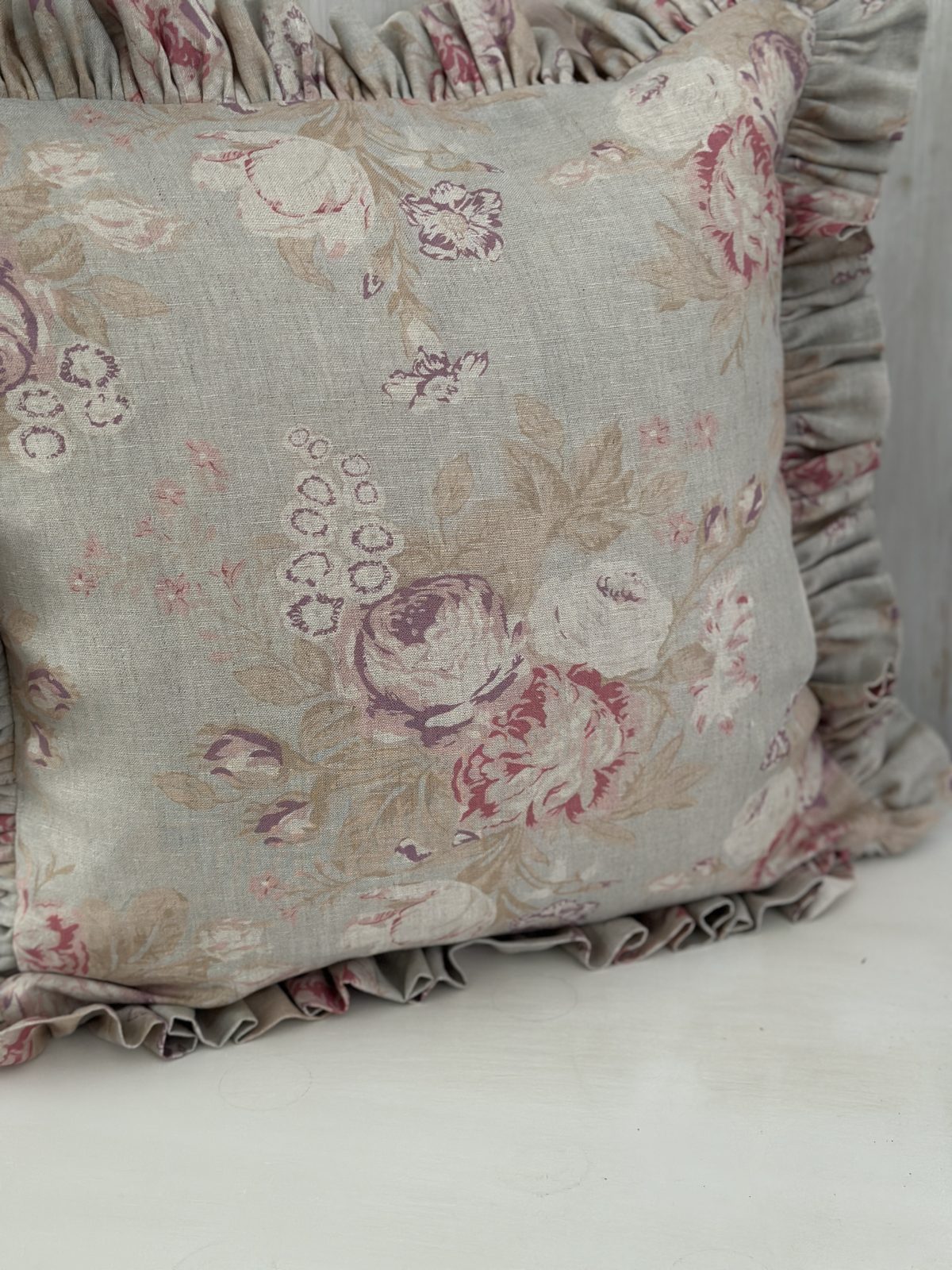 Cabbages and Roses frilled cushion