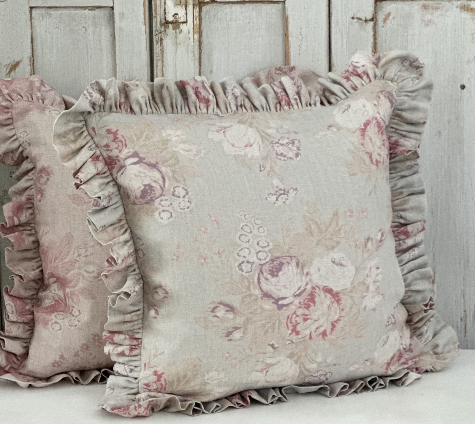 Cabbages and Roses frilled cushion