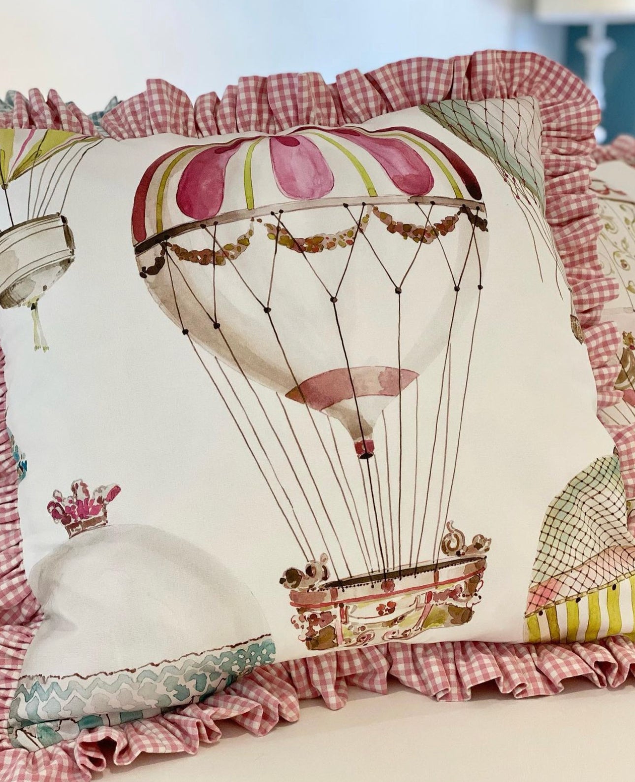Hot air ballon  frilled cushion