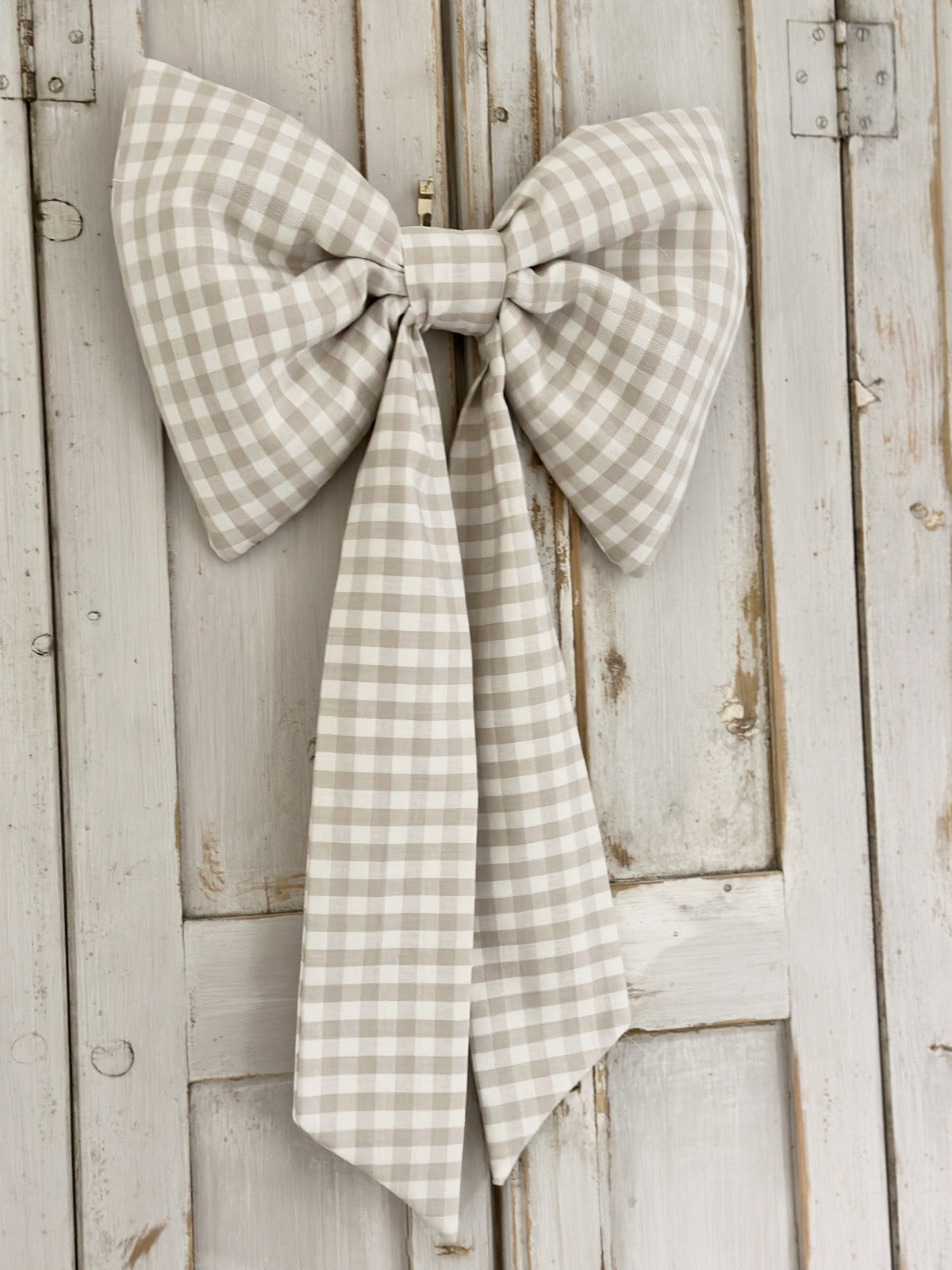 Large natural gingham bow