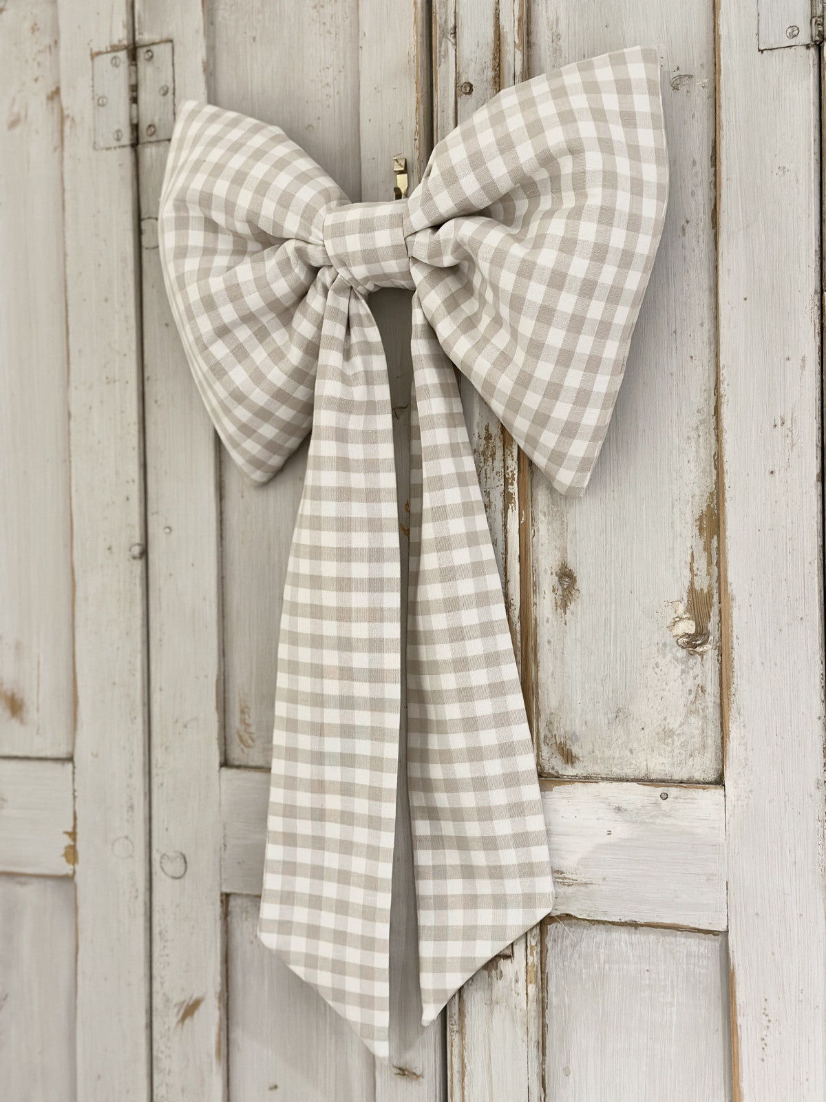 Large natural gingham bow