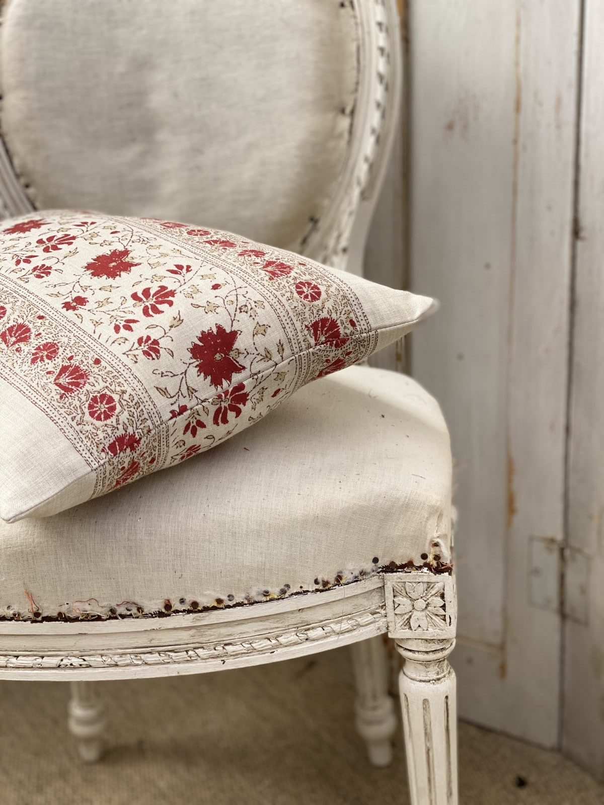 Freya red small oblong cushion
