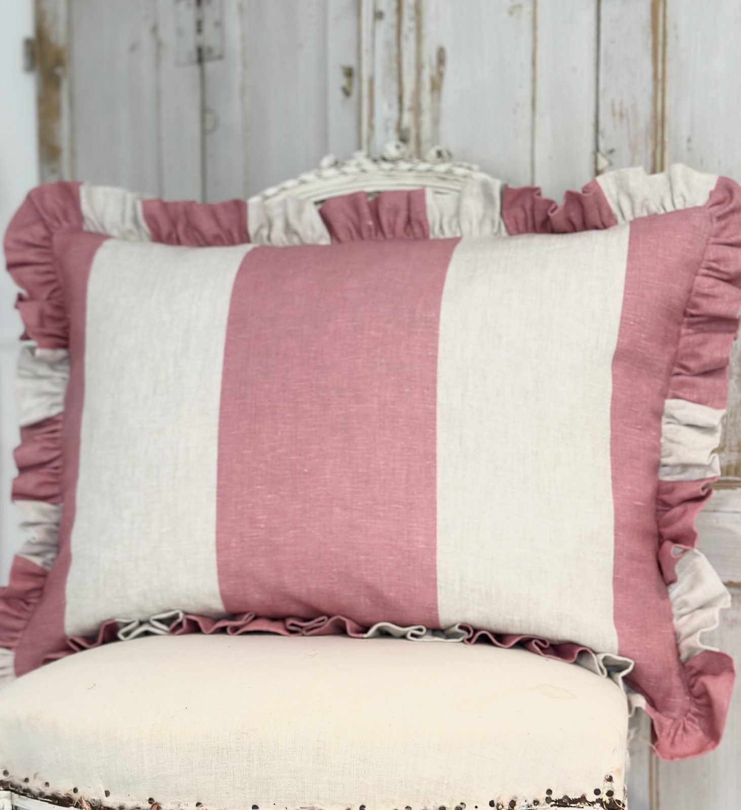Large frilled elephant stripe cushion