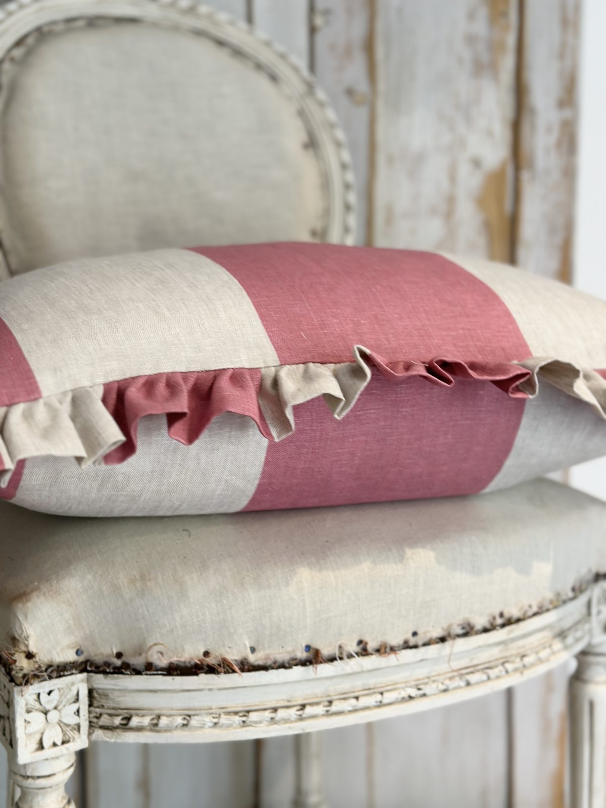 Large frilled elephant stripe cushion