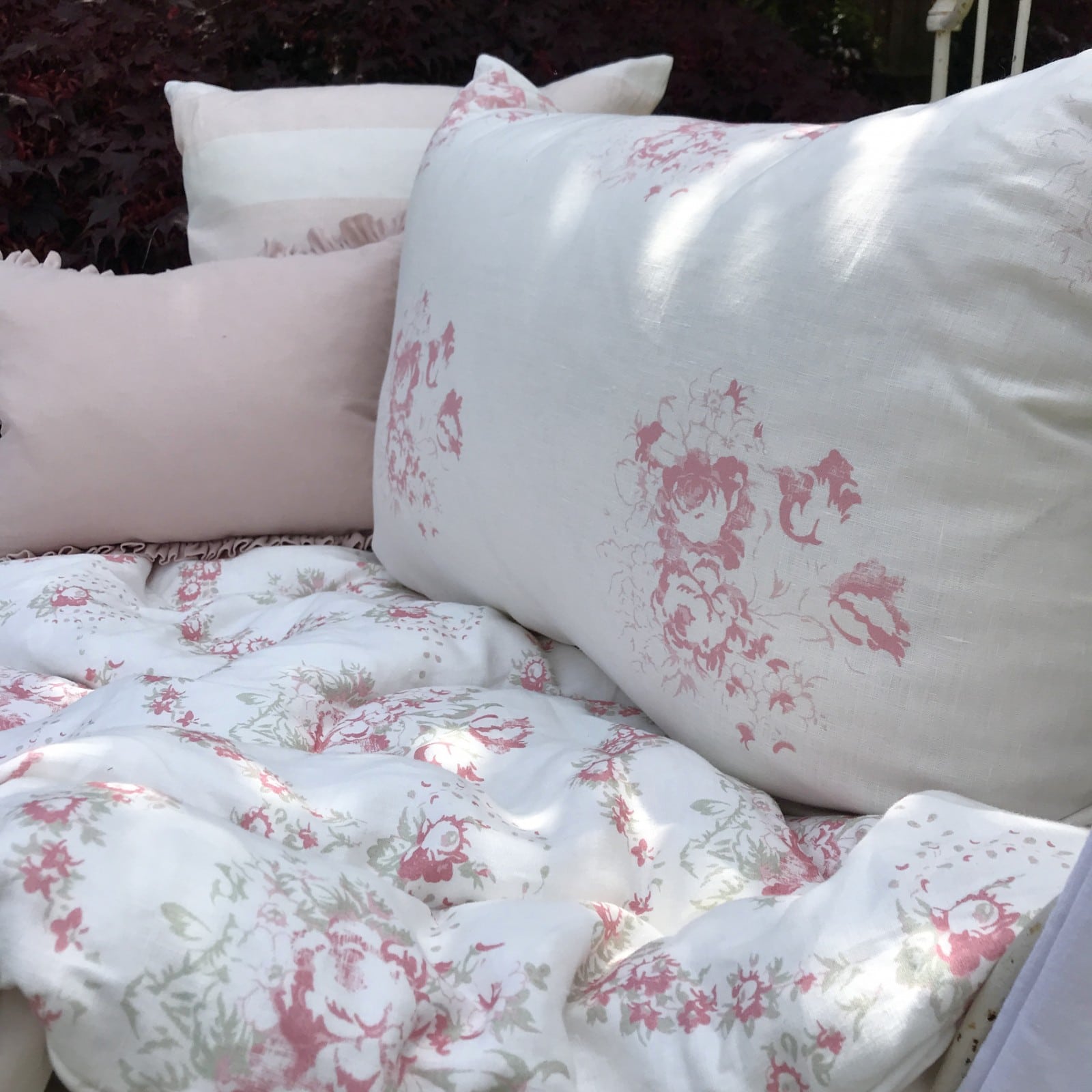 Cabbages & Rose Hatley pink Extra large oblong cushion