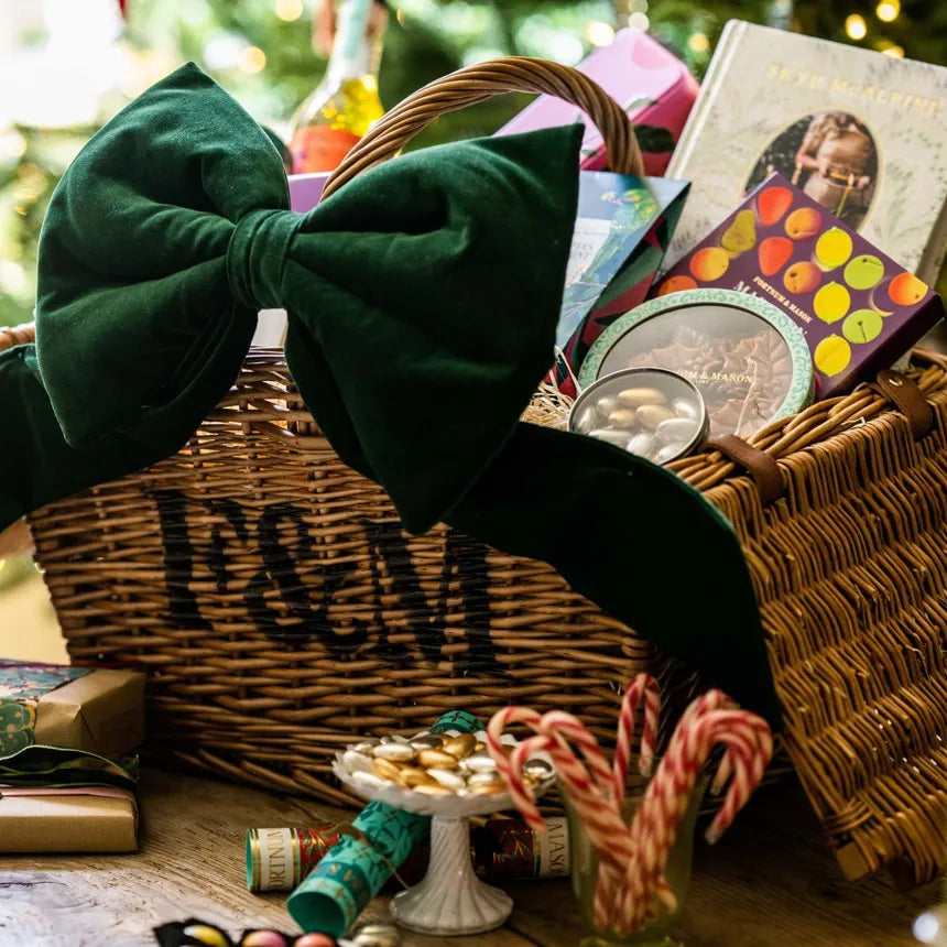 Green velvet padded bows