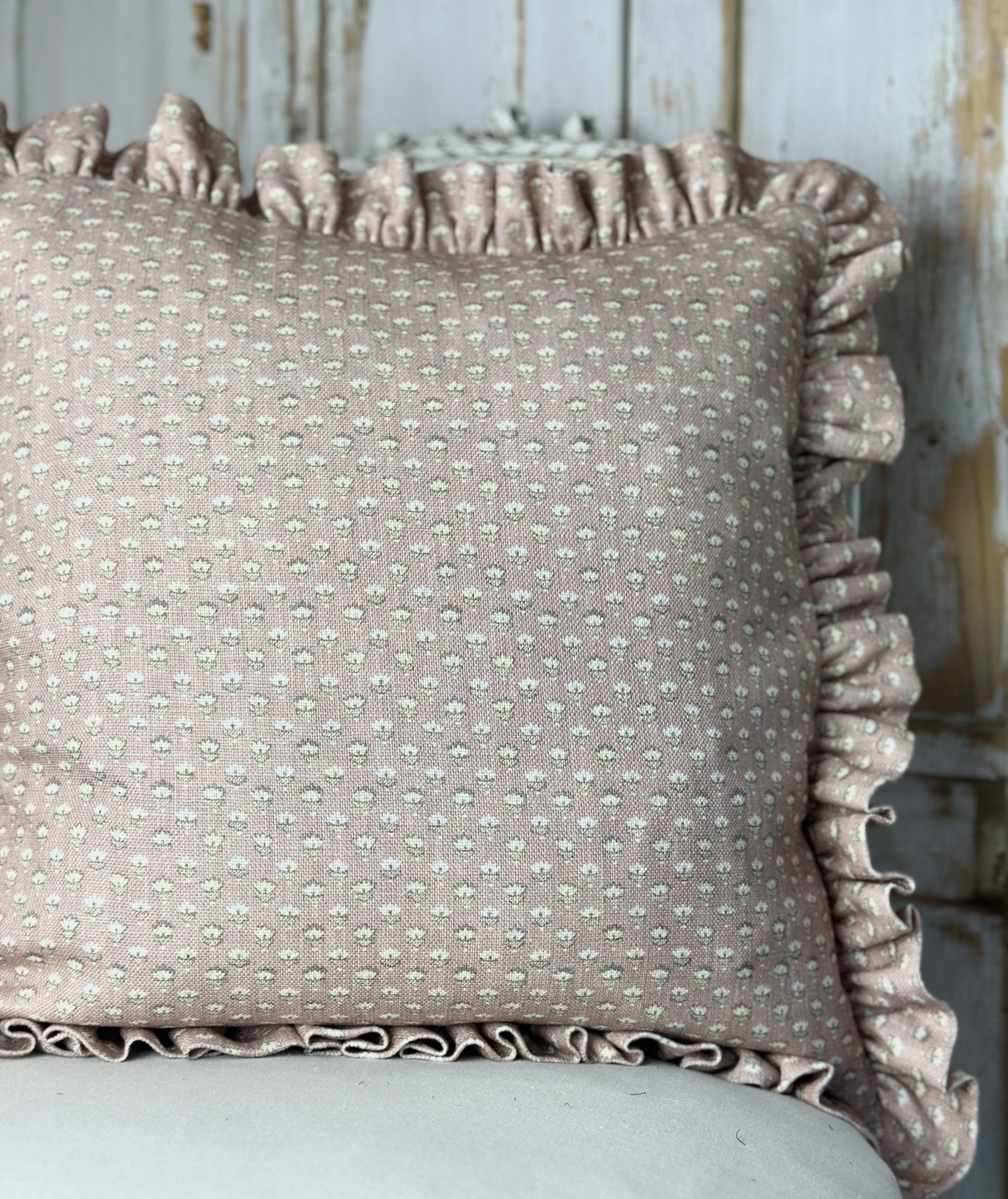 Lilou pink frilled cushions