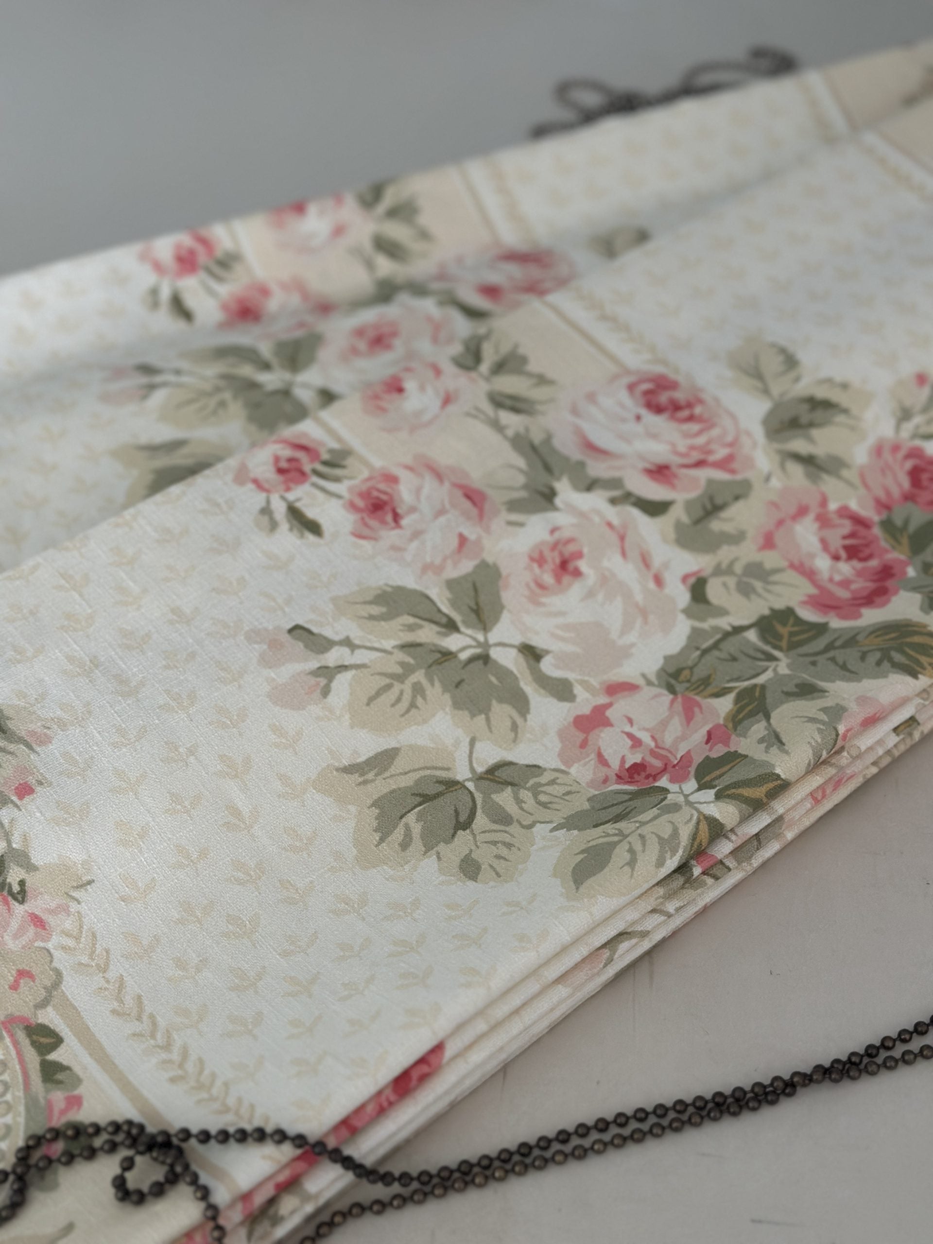 Made to measure roman blinds in Ella rose.