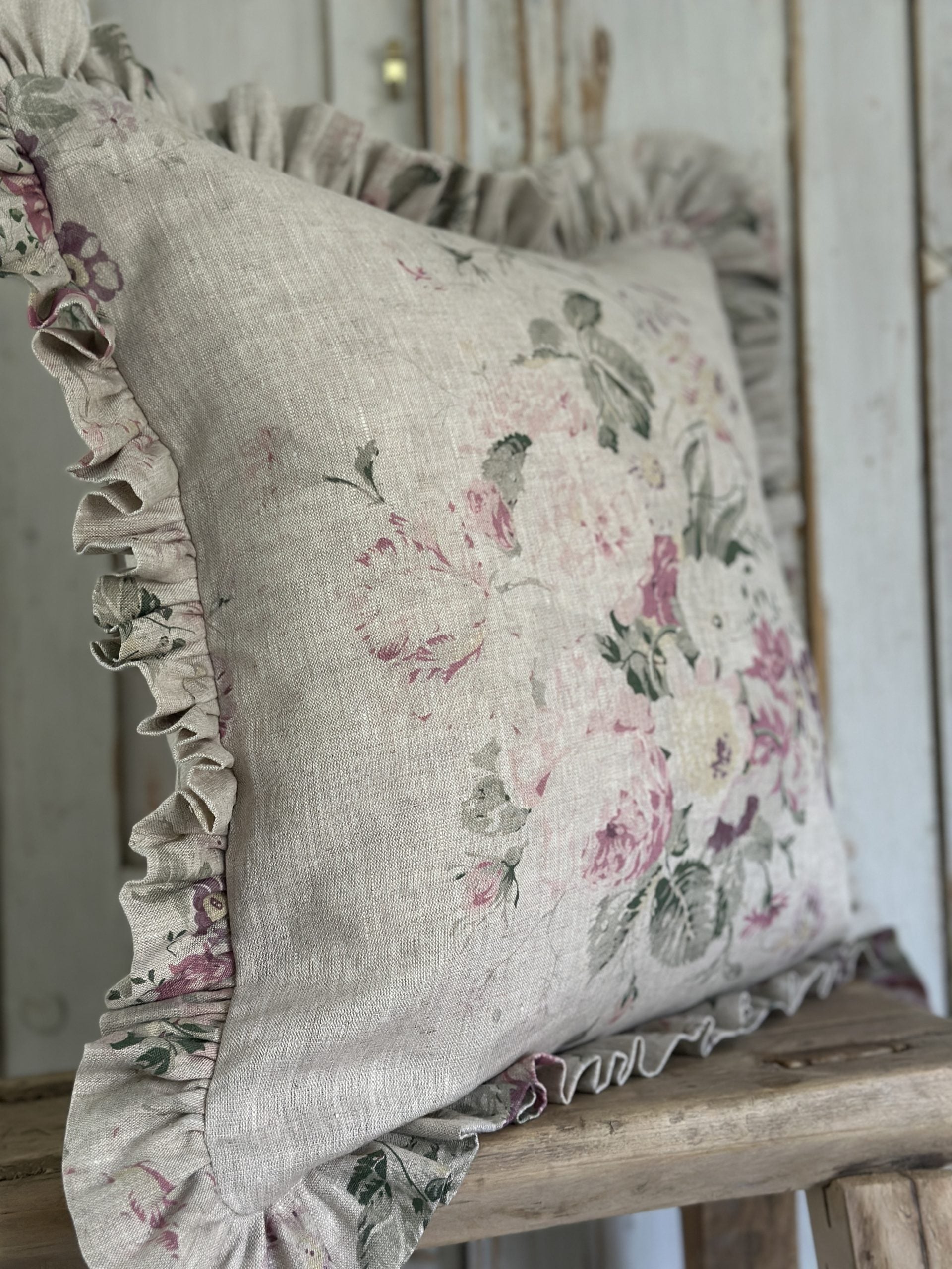 Constance multi natural frilled cushion