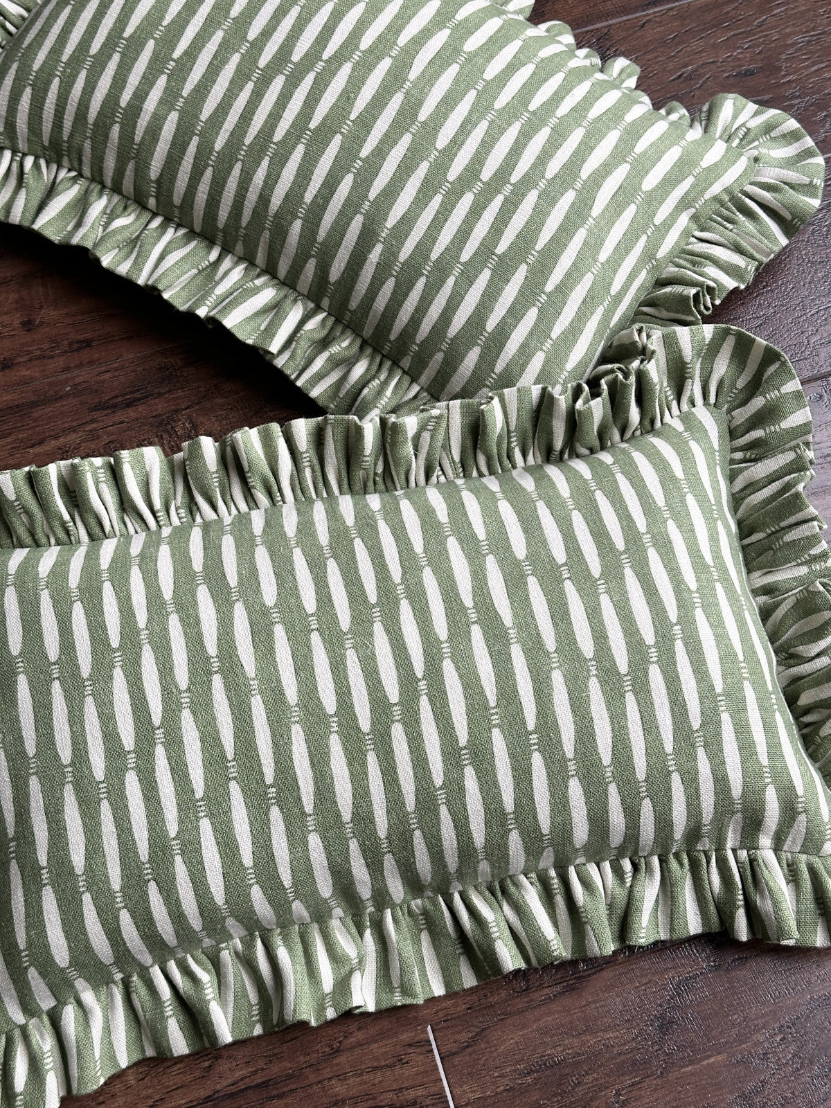 Smocked frilled cushion-  Linwood
