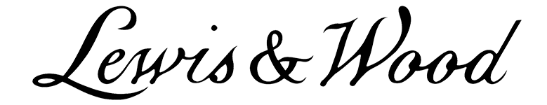Decorative text logo for 'Levins & Wood' with a black and white color scheme.